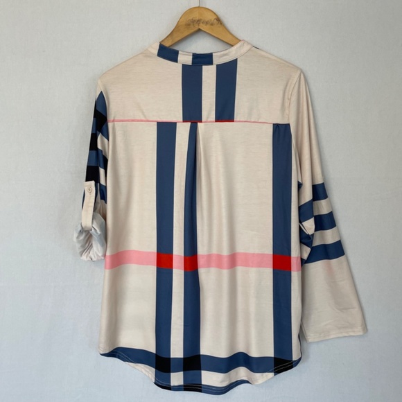 MOYABO Size XL 1/4 Zip Tab Collar Tunic Long Sleeve Roll Tab Cuff NEW - Picture 2 of 6